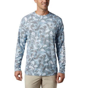 Columbia Sweater Heren, PFG Terminal Deflector Printed Long Sleeve Donkerblauw Camo, 30HPBYDZM